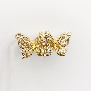 Crystal Butterfly Gold Plated Earrings Post Ear-wires